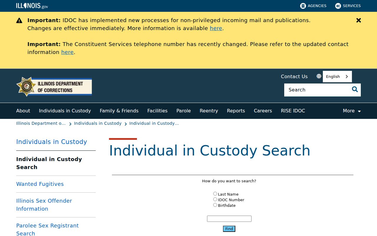 Illinois Department of Corrections inmate search