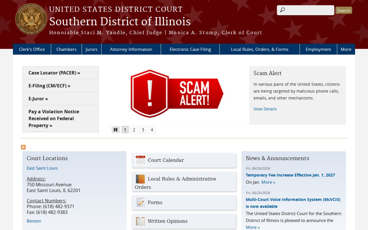 United States District Court Southern District of Illinois webpage