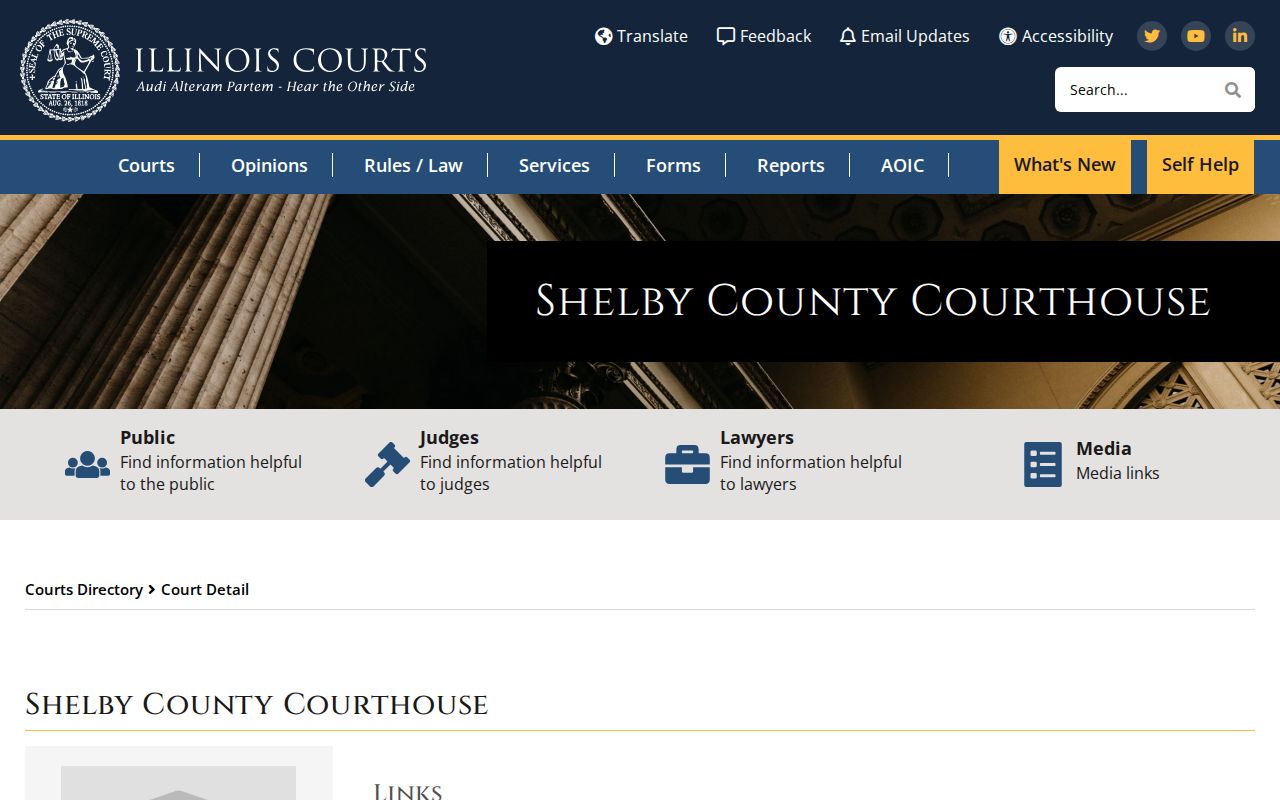 Shelby County criminal history courthouse directory