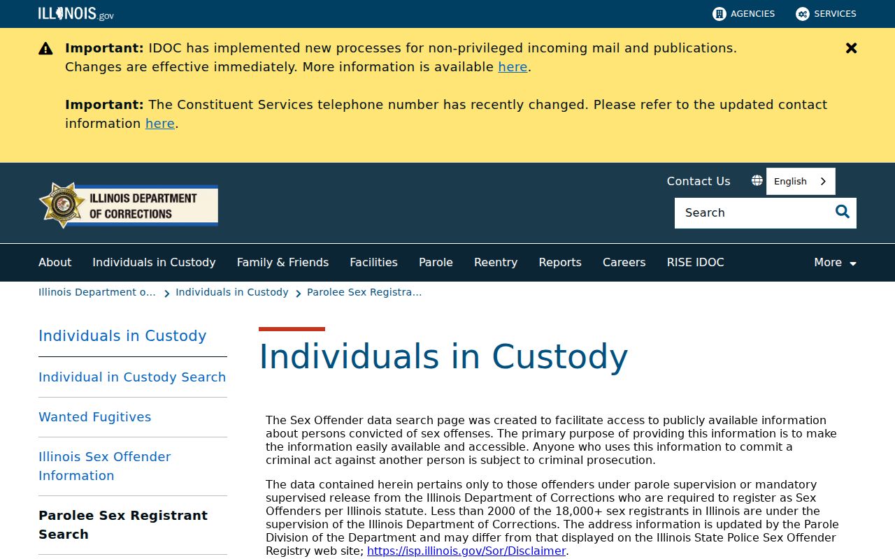 IDOC parolee sex registrant search for Shelby County supervision records